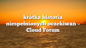 krótka historia niespełnionych oczekiwań – Cloud Forum