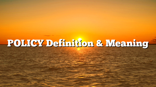 POLICY Definition & Meaning